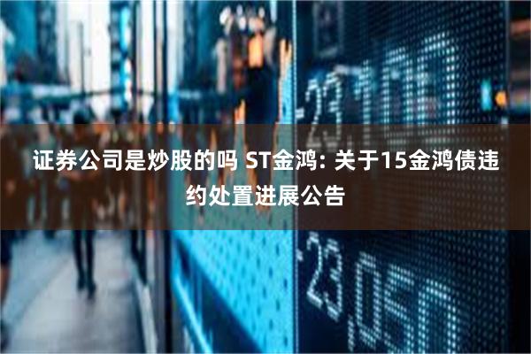证券公司是炒股的吗 ST金鸿: 关于15金鸿债违约处置进展公告